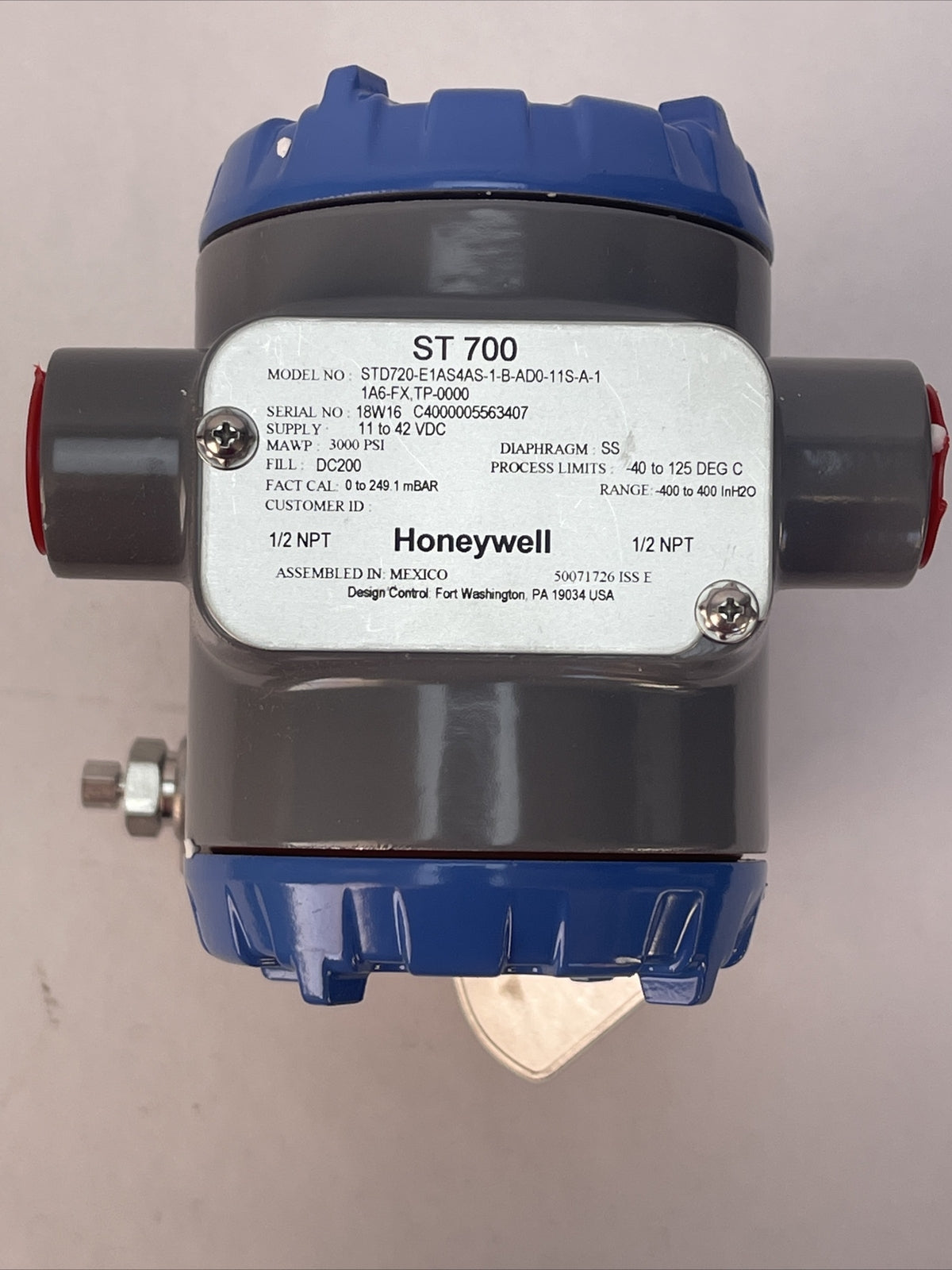 HONEYWELL STD720-E1AS4AS-1-B-AD0-11S-A-11A6-FX,TP-0000 STD700 DP TRANSMITTER2