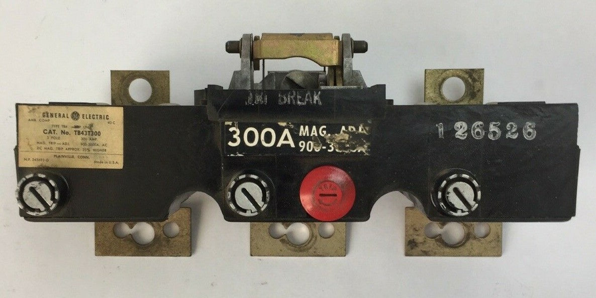 GE TB43T300 TRIP UNIT 300 AMP 3 POLE MAG TRIP ADJ 900-3000A0