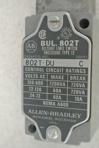 ALLEN-BRADLEY 802T-DU Ser. C / OILTIGHT LIMIT SWITCH / SPRING RETURN NEW SURPLUS1