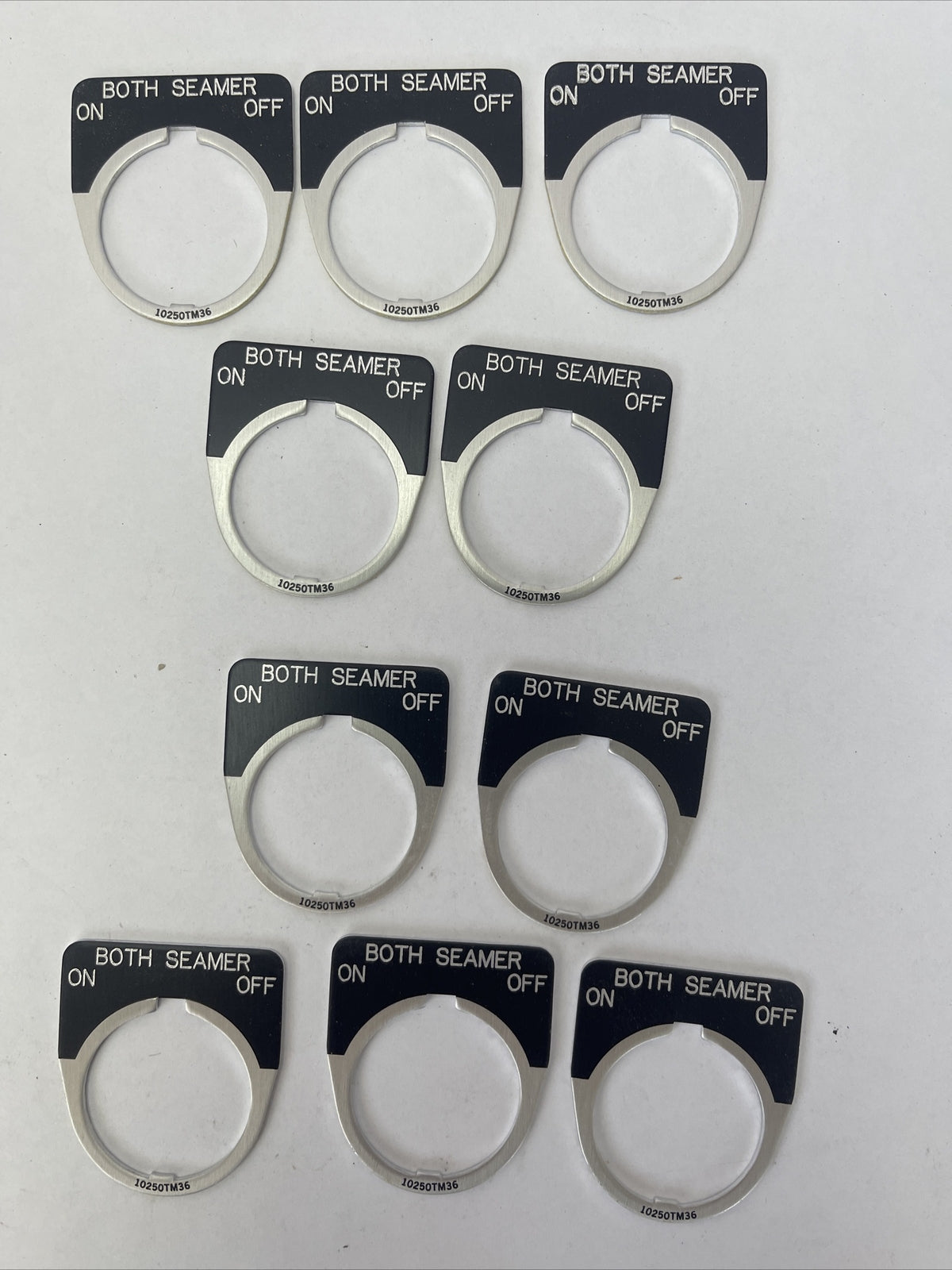 CUTLER HAMMER EATON 10250TM36 BOTH SEAMER ON OFF LEGEND PLATE (LOT OF 10)0