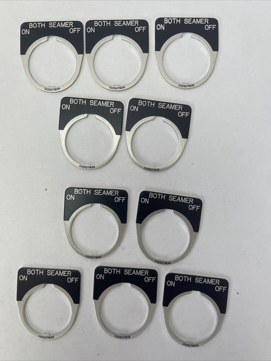 CUTLER HAMMER EATON 10250TM36 BOTH SEAMER ON OFF LEGEND PLATE (LOT OF 10)0