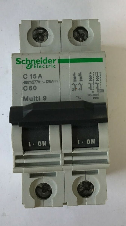 SCHNEIDER C60 C15A CIRCUIT BREAKER MULTI 9  480/277VAC 125VDC0