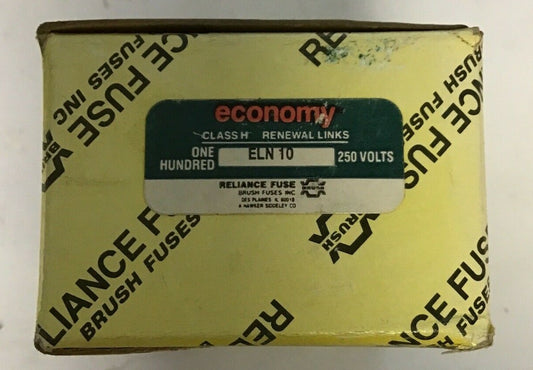 ECONOMY ELN10 FUSE RENEWAL LINKS CLASS H 250VOLTS ****LOT OF 215****0