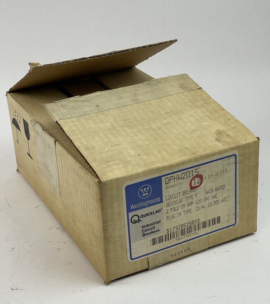 WESTINGHOUSE **BOX OF 12** - QPHW2015 - 15A/2 POLE/240 VAC/QUICKLAG/TYPE P - NEW0