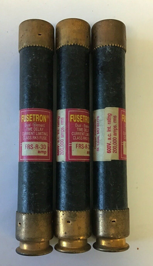 FUSETRON FRS-R-30 DUAL ELEMENT TIME DELAY CLASS RK5  600VAC 30A***LOTOF3***0