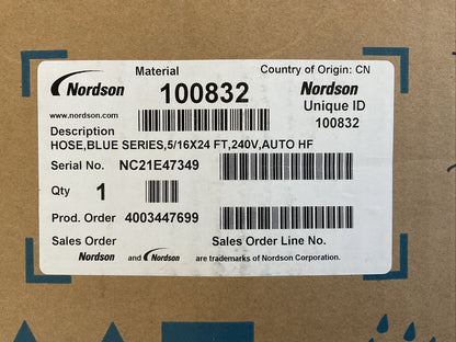 NORDSON 100832 BLUE SERIES HOSE 5/16 X 24 FT 240V AUTO AF0