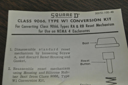 SQUARE D / 9066 W1 / NEMA 4 WATERTIGHT KIT for 9066 RA & RB KITS / NEW SURPLUS5