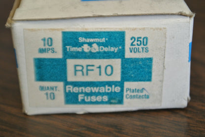 BOX of 10 / GOULD-SHAWMUT RF10 RENEWABLE FUSE 10A / 250V / NEW SURPLUS4