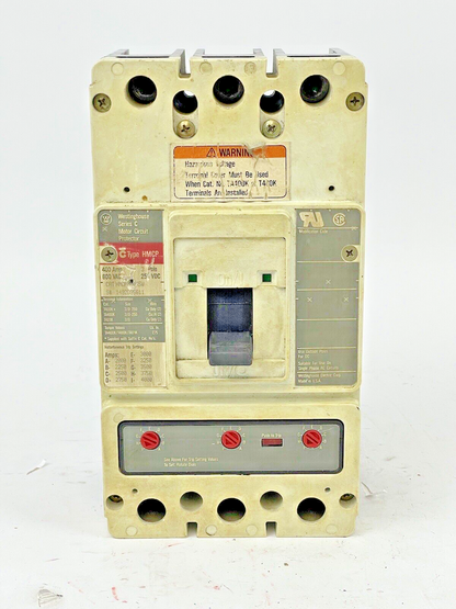 WESTINGHOUSE -HMCP400K5W - MOTOR CIRCUIT PROTECTOR - SER C, 400A, 3 POLE, 600VAC0