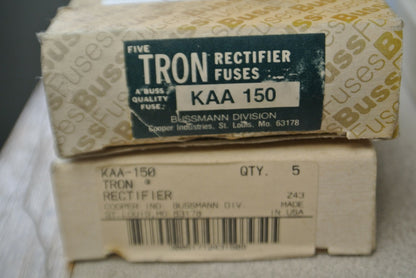 BOX of 5 / BUSSMANN / TRON KAA150 RECTIFIER FUSE / 150A / 130V / NEW SURPLUS4