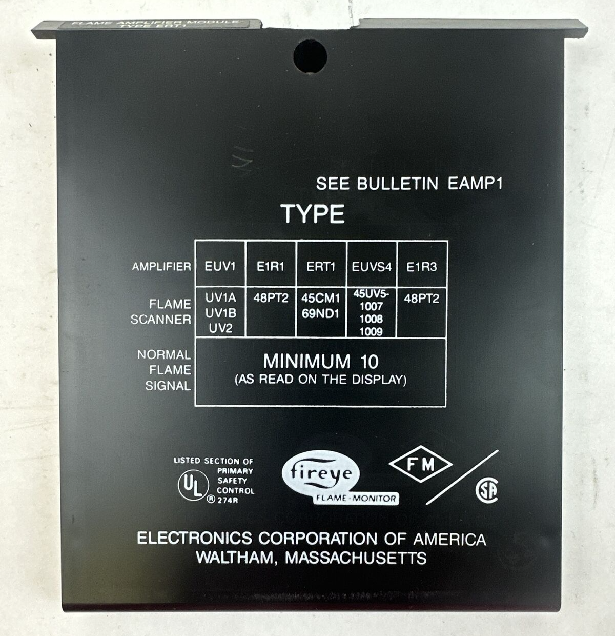 FIREYE FLAME AMPLIFIER MODULE TYPE ERT10