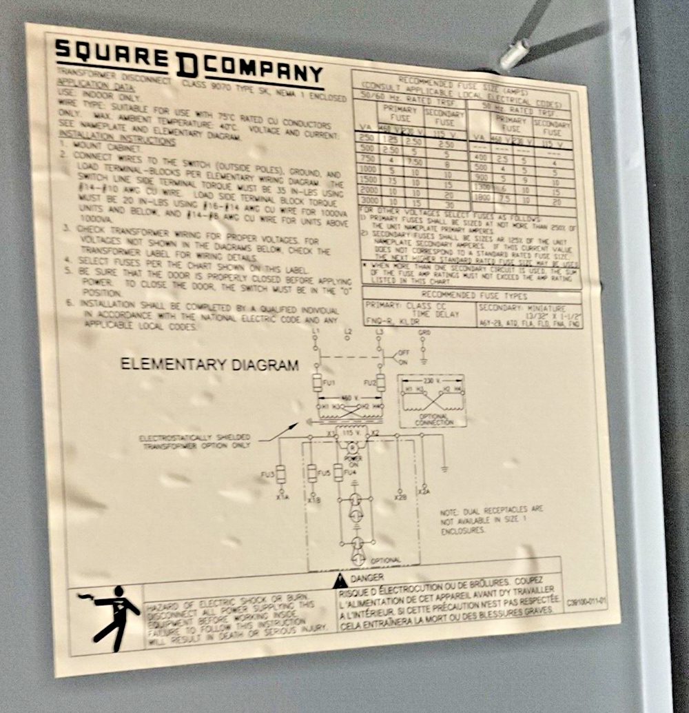 SQUARE D SK2000G2 TRANSFORMER DISCONNECT SER.A 600VAC 50/60HZ 17.39A3