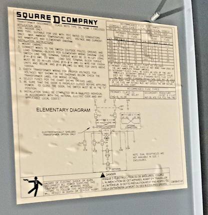 SQUARE D SK2000G2 TRANSFORMER DISCONNECT SER.A 600VAC 50/60HZ 17.39A3