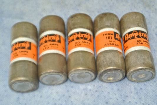 LOT of 5 / SHAWMUT A13X60 AMP-TRAP® FUSE / 60A / 130V0