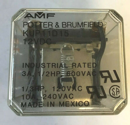 POTTER & BRUMFIELD KUP11D15 12VDC RELAY 600VAC 3A 1/2HP2