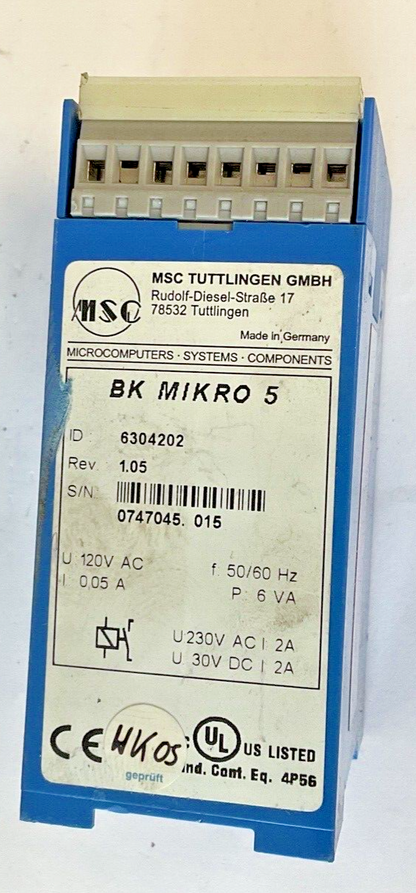 MSC BK MIKRO 5 TOOL MONITOR SCANNING SYSTEM REV1.05 120VAC 50/60HZ** LOTOF3**6