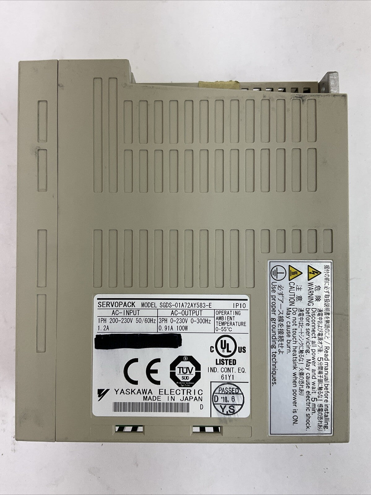 YASKAWA SGDS-01A72AY583-E SERVOPACK 230VAC SERVO DRIVE2