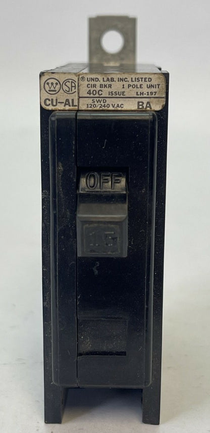 CUTLER HAMMER / WESTINGHOUSE BA115 CIRCUIT BREAKER 15A 1P 120/240VAC (LOT OF 6)1