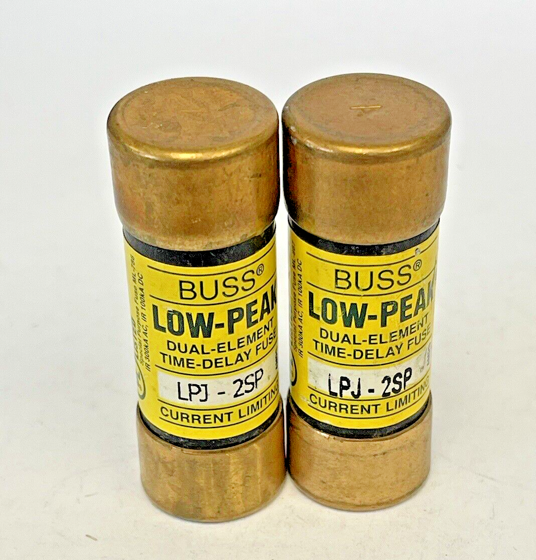 BUSSMANN - *LOT OF 2* - LPJ-2SP - 600 VAC, TIME-DELAY, DUAL-ELEMENT, LOW-PEAK0