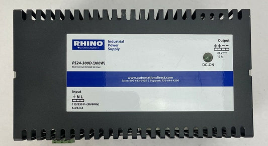 RHINO PS24-300D (300W) POWER SUPPLY OUTPUT 24VDC 12A INPUT 115/230VAC 5.4/3.3A0