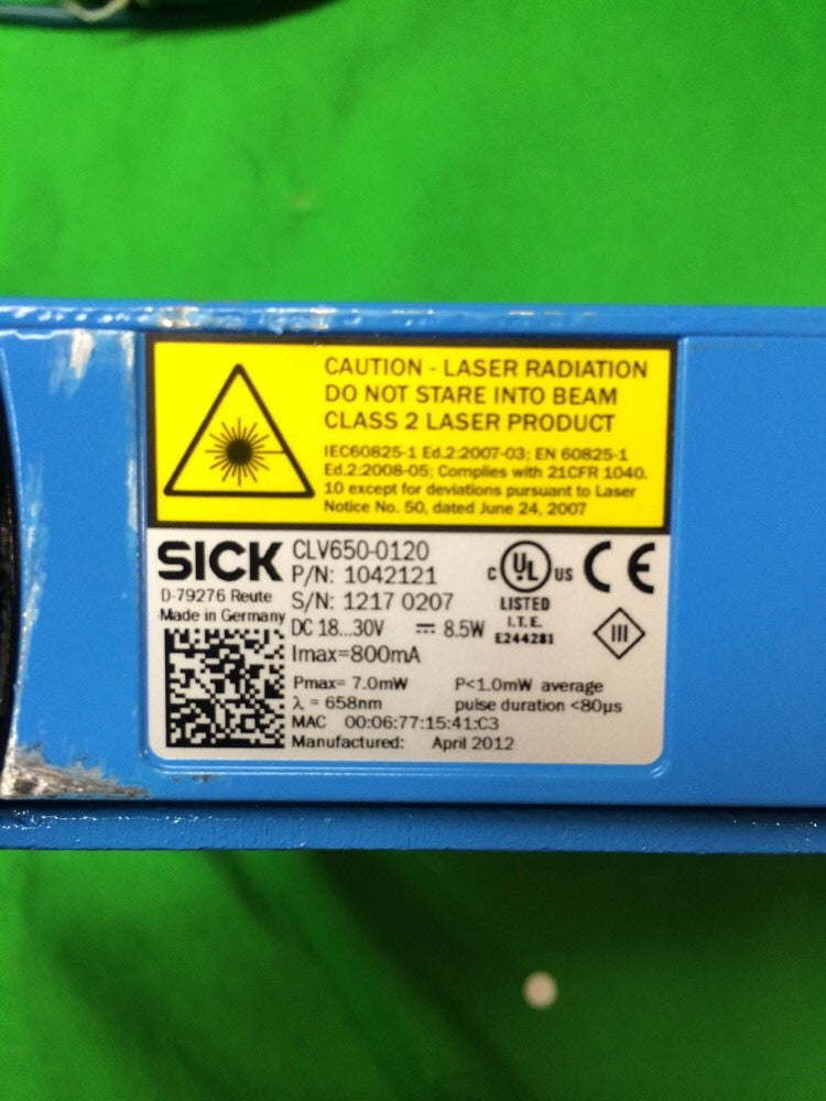 SICK OPTIC CLV650-0120 BARCODE SCANNER & CDM420-0102 POWER SUPPLY W/ WL18-3P4305