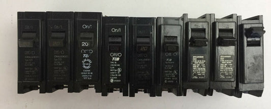 T&B/SYLVANIA/CHALLENGER C-120 CIRCUIT BREAKER 20A 1POLE 120/240VAC (LOT OF 9)0