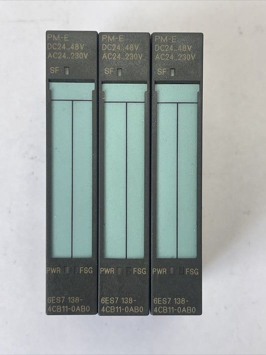 SIEMENS 1P 6ES7 138-4CB11-0AB0 PM-E POWER MODULE 24..48VDC 24..230VAC (LOT OF 3)0