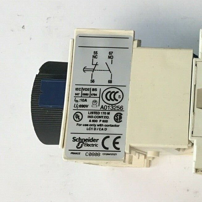 TELEMECANIQUE CAD50 CONTACTOR 10A 690V 6KV W/ LADT2 TIME DELAY 0.1-30S5