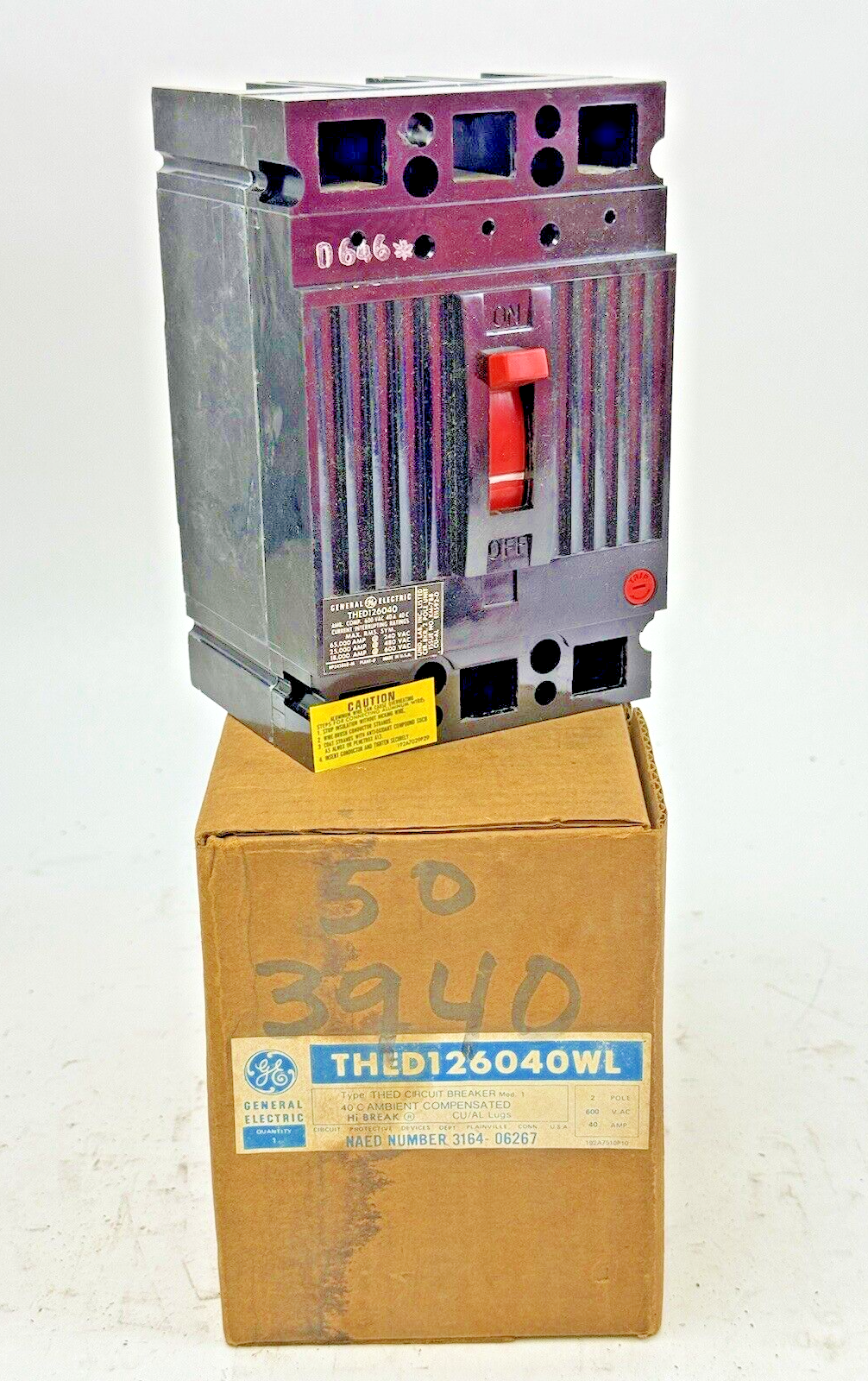 GE - THED12604WL - CIRCUIT BREAKER - 2 POLE, 600 VAC, 40 A - NEW0