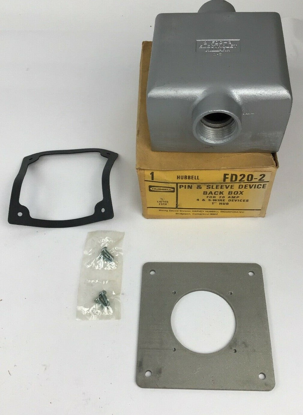 HUBBELL FD20-2 PIN&SLEEVE BACK BOX 20AMP 4&5 WIRE DEVICES 1"HUB0