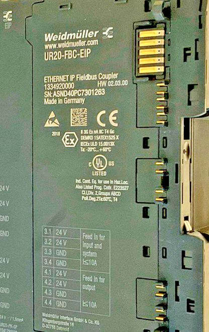 WEIDMULLER UR20-FBC-EIP ETHERNET GATEWAY HW:01.21.004