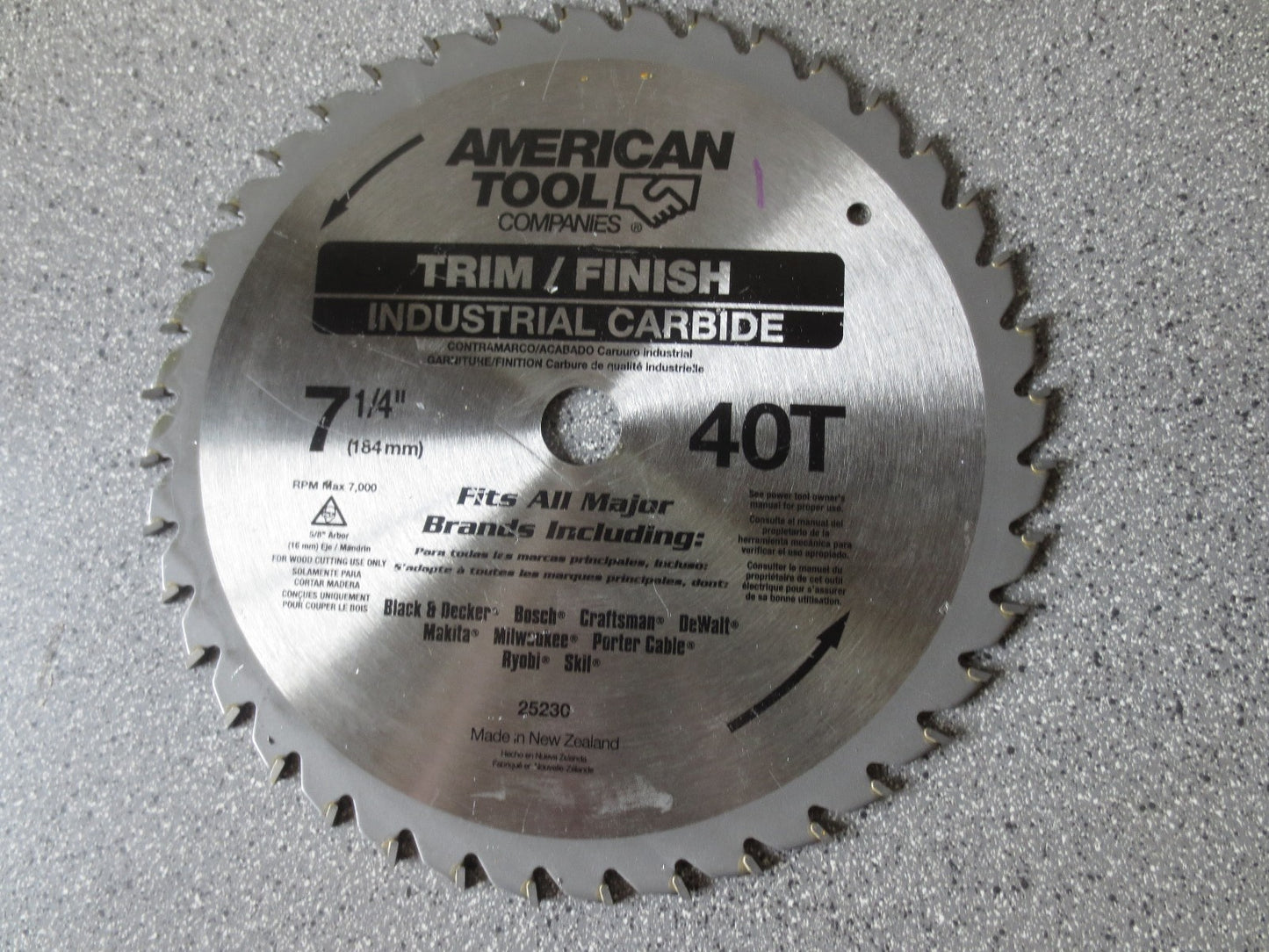 AMERICAN TOOL 25230 CIRCULAR SAW BLADE 7-1/4" 40T TRIM/FINISH - NEW SURPLUS0