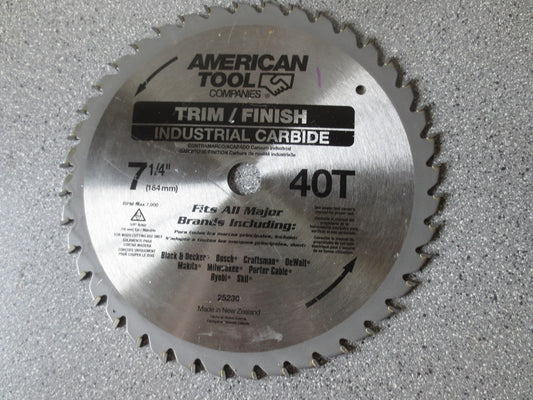 AMERICAN TOOL 25230 CIRCULAR SAW BLADE 7-1/4" 40T TRIM/FINISH - NEW SURPLUS0