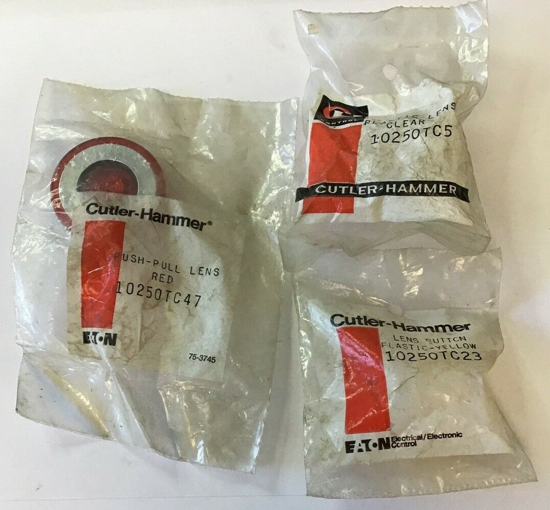 CUTLER HAMMER 10250TC5(CLEAR), 10250TC47(RED),10250TC23(YELLOW) ***LOTOF3***0