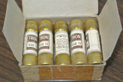 BOX of 10 / BUSSMANN / TRON KAB-10 RECTIFIER FUSES 10A / 250V NEW SURPLUS 0