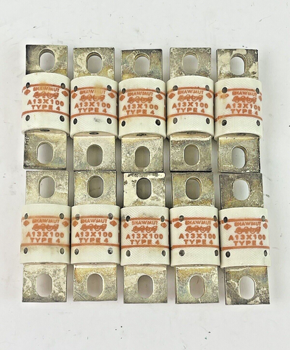 SHAWMUT *LOT OF 10* - A13X100-4 - AMP TRAP - 130V, 100 AMP FUSES2