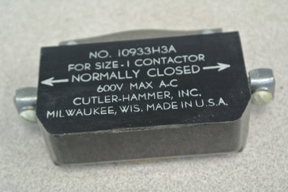 CUTLER-HAMMER 10933H3A AUXILIARY CONTACT / ELECTRICAL INTERLOCK / N.C. / SIZE 14