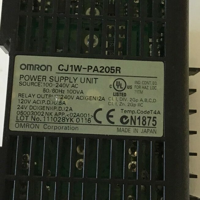 OMRON CJ1W-PA205R POWER SUPPLY UNIT 100-240VAC 5