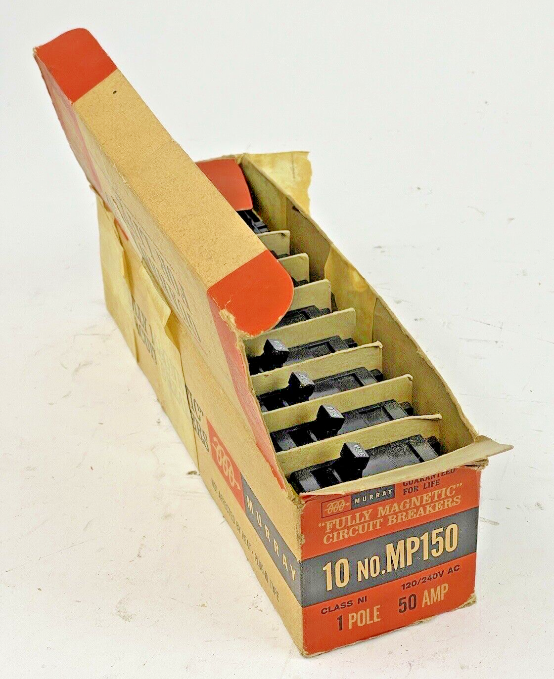 MURRAY *BOX OF 10* - MP150 - 50A, 1 POLE CIRCUIT BREAKERS, 120/240 VAC0