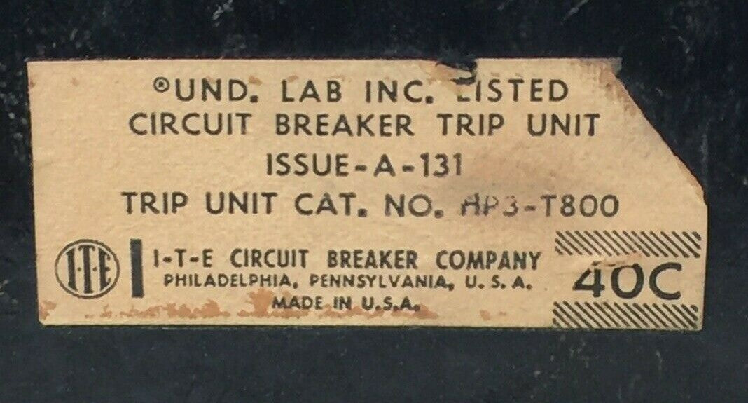 ITE GOULD HP3-T800 CIRCUIT BREAKER TRIP UNIT 800AMP1