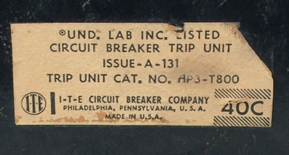 ITE GOULD HP3-T800 CIRCUIT BREAKER TRIP UNIT 800AMP1
