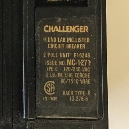 CHALLENGER C240 CIRCUIT BREAKER 2POLE 40AMP 120/240VAC ***LOTOF10***2