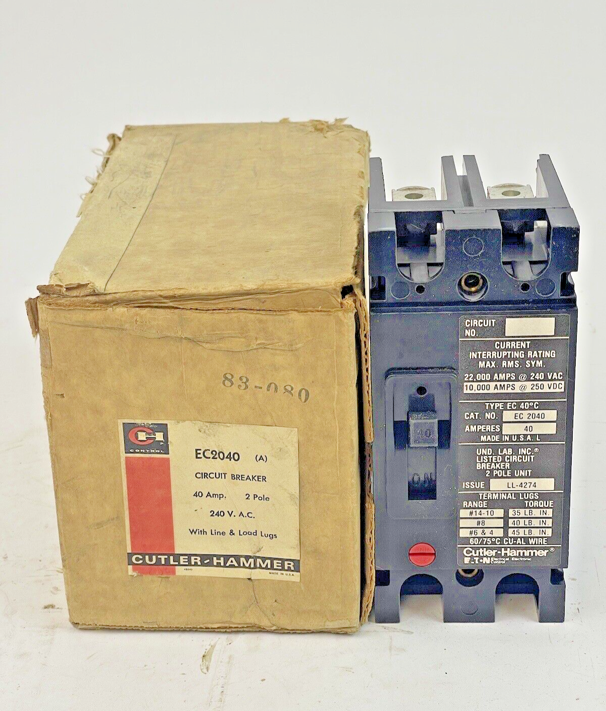 CUTLER-HAMMER - EC2040 - 2 POLE, 40A, 240 VAC CIRCUIT BREAKER1