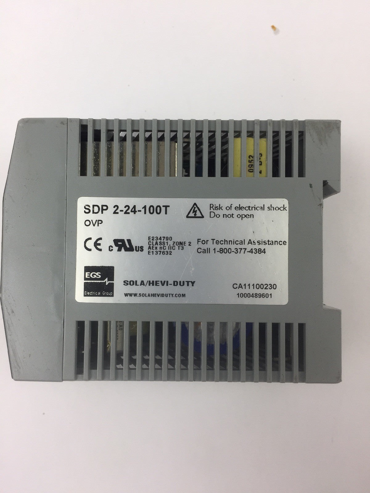 SOLA SDP 2-24-100T POWER SUPPLY INPUT 115/230 VAC 1.1/0.7 A OUTPUT 24 VDC 2.1 A1