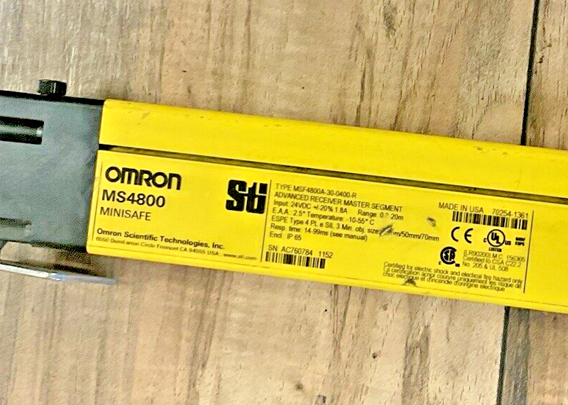 OMRON MSF4800A-30-0400 LIGHT CURTAIN TRANSMITTER AND RECEIVER 24VDC MS4800 STI8