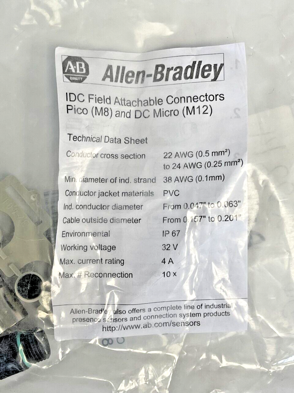 ALLEN BRADLEY - 889P-F3DC-H - SERIES B - FEMALE 3 PIN - FIELD ATTACHABLE4