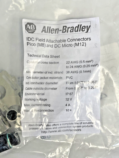 ALLEN BRADLEY - 889P-F3DC-H - SERIES B - FEMALE 3 PIN - FIELD ATTACHABLE4