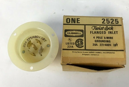 HUBBELL 2525 FLANGED INLET RECEPTACLE 4POLE 20A 177/480V. 30Y.0