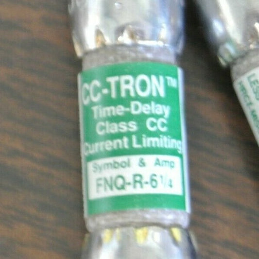 LOT of 2 / BUSS FNQ-R-6-1/4 CLASS CC TIME-DELAY FUSE 6-1/4A / 600V / NEW SURPLUS0