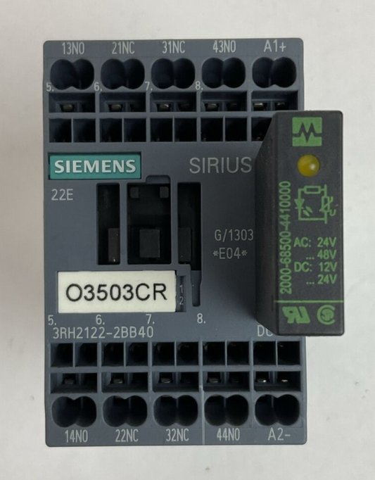 SIEMENS 3RH2122-2BB40 CONTACTOR 240VAC 10A COIL 24VDC 2000-68500-44100000